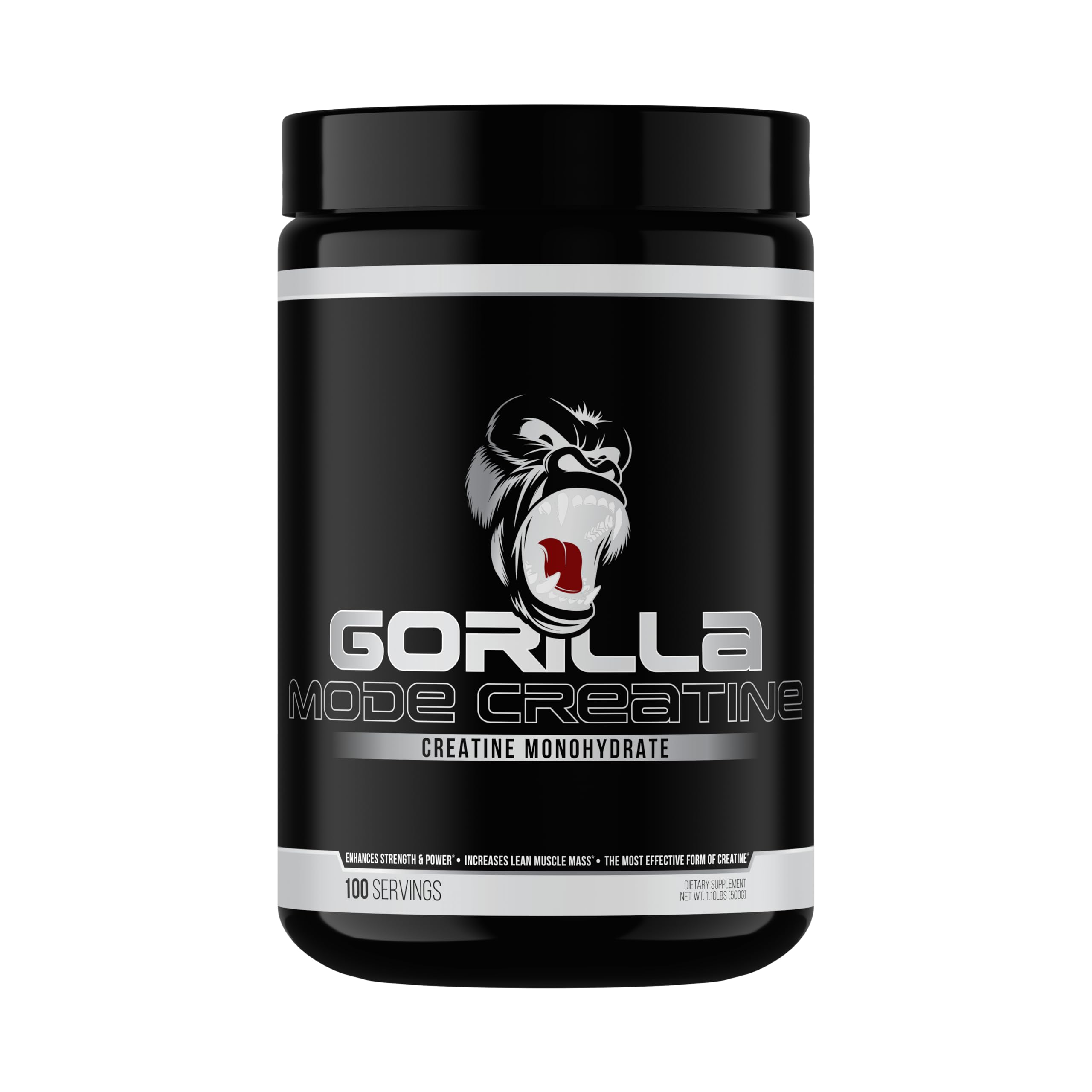 Gorilla Mode Creatina – Pó Micronizado de Monohidrato para Crescimento Muscular Máximo, Força Explosiva e Potência | 5g por Dose | 100 Doses