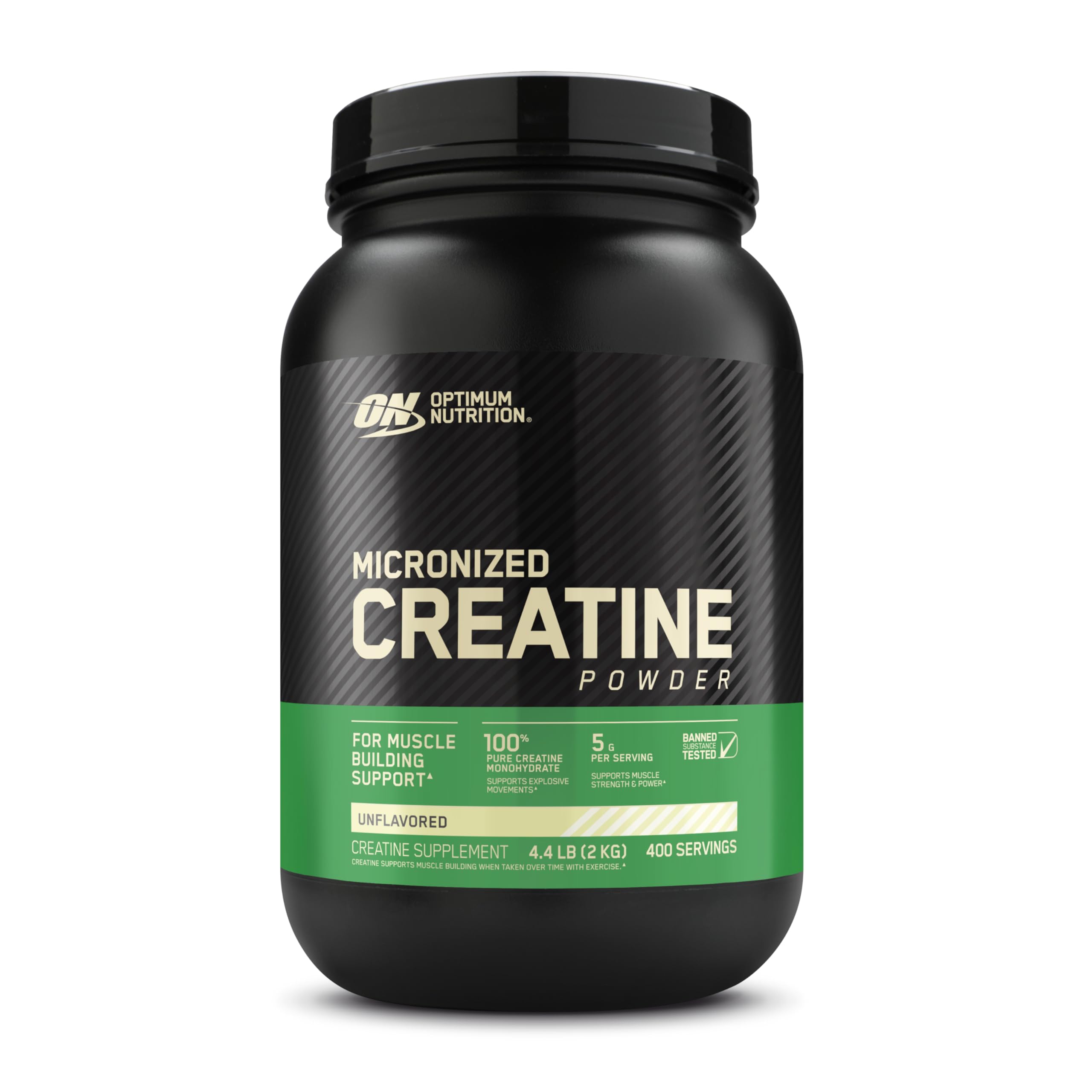 Creatina Micronizada Optimum Nutrition – 5g de Creatina Pura por Dose para Força, Energia e Crescimento Muscular | Sem Sabor | 400 Porções (2kg)