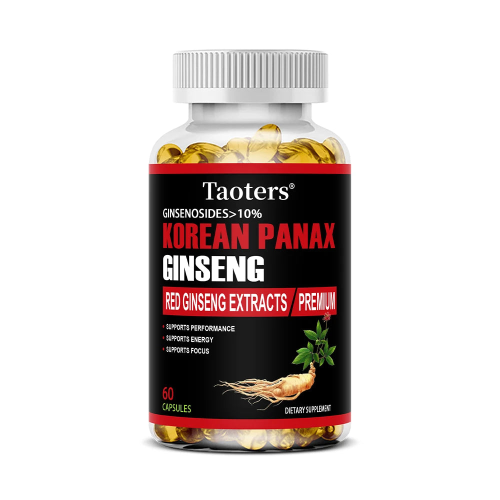 Suplemento de ginseng vermelho coreano - aumenta a energia, a força, a vitalidade, o desempenho e o foco, melhora a circulação sanguínea