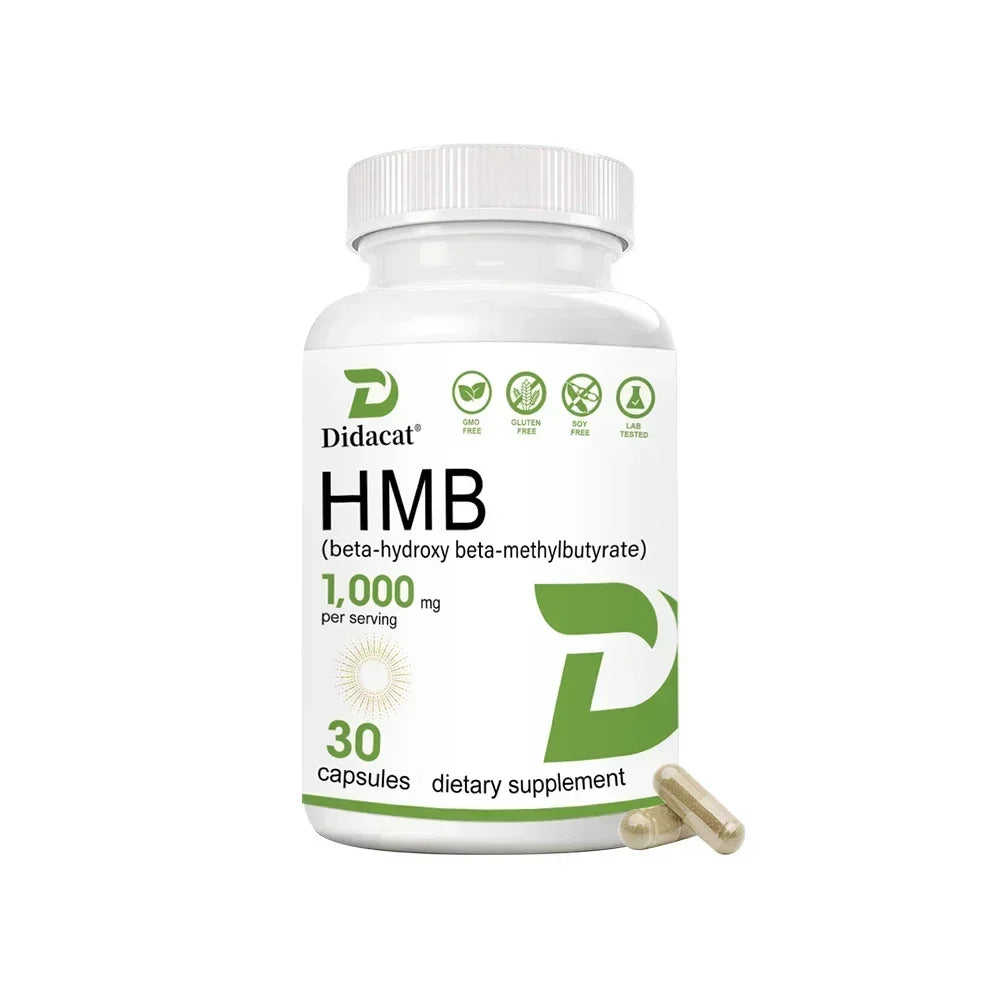 Suplemento HMB com Vitamina D3 para Massa Muscular Magra, Força e Recuperação de Treinos Intensos