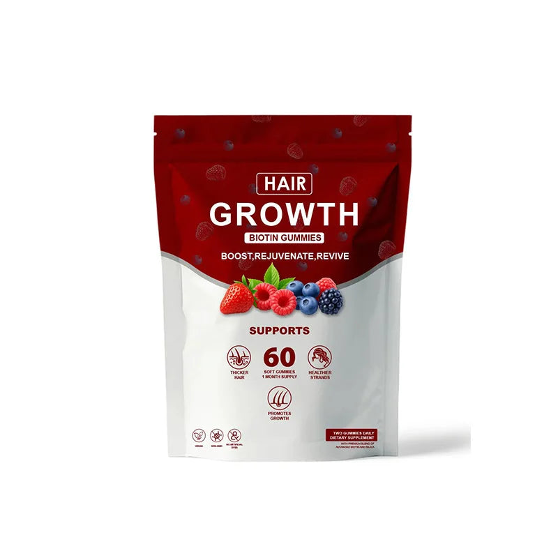 Gomas de Vitaminas com Biotina, Colágeno e Extratos Botânicos para Cabelos Mais Fortes, Pele e Unhas Saudáveis – 60 Gummies