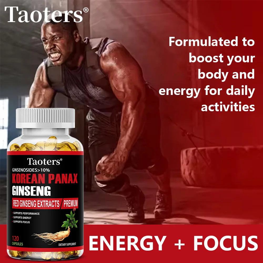 Suplemento de ginseng vermelho coreano - aumenta a energia, a força, a vitalidade, o desempenho e o foco, melhora a circulação sanguínea