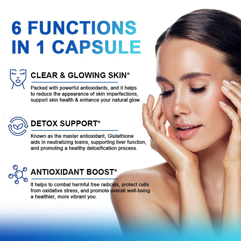 Suplemento de glutationa para a saúde da pele, mantém jovem, suplemento antioxidante, sem-OGM, 1000 mg