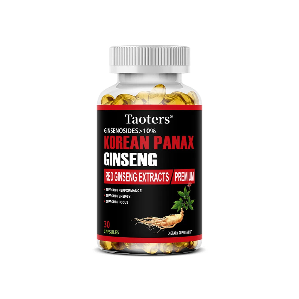 Suplemento de ginseng vermelho coreano - aumenta a energia, a força, a vitalidade, o desempenho e o foco, melhora a circulação sanguínea