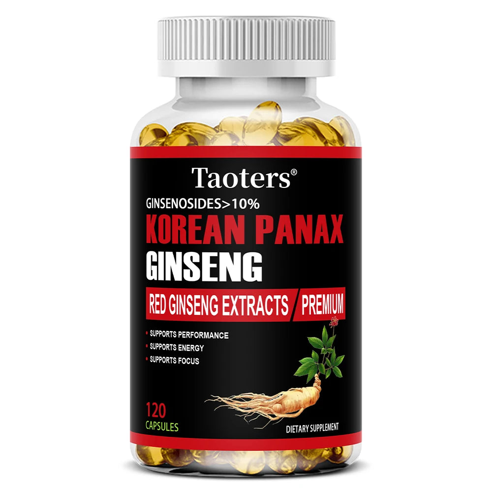 Suplemento de ginseng vermelho coreano - aumenta a energia, a força, a vitalidade, o desempenho e o foco, melhora a circulação sanguínea