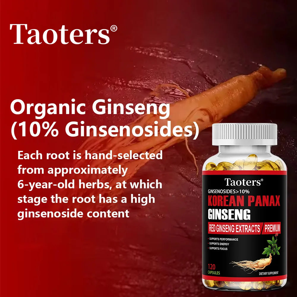 Suplemento de ginseng vermelho coreano - aumenta a energia, a força, a vitalidade, o desempenho e o foco, melhora a circulação sanguínea